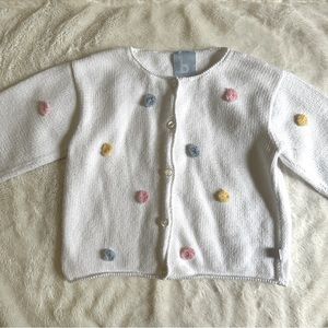 Bella Bliss Pompom Cardigan White